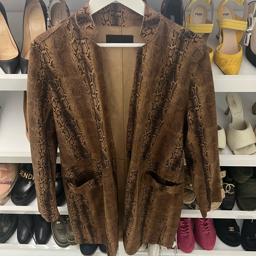 Blank NYC Longline Jacket Faux Suede Trench Coat Snakeskin Size small